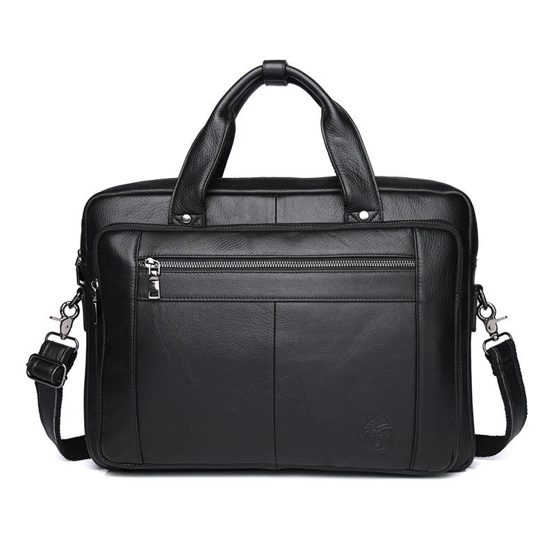 SCHLATUM Genuine Leather Bussiness Briefcases Black for Men luxury handbags Laptop Briefcase Bags 16 inch Office Computer bag