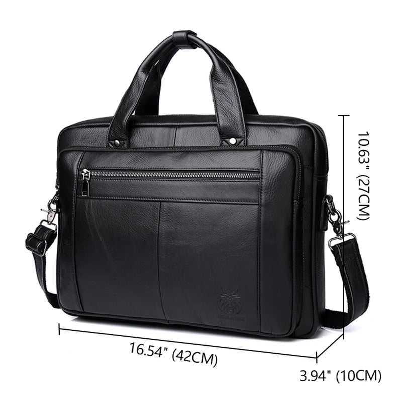 SCHLATUM Genuine Leather Bussiness Briefcases Black for Men luxury handbags Laptop Briefcase Bags 16 inch Office Computer bag