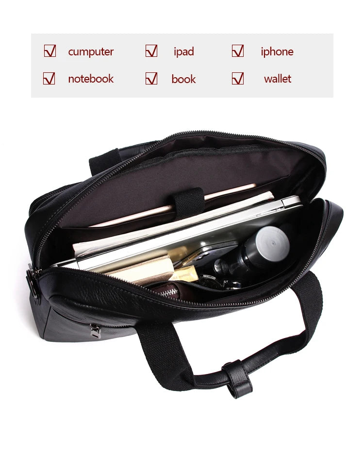 SCHLATUM Genuine Leather Bussiness Briefcases Black for Men luxury handbags Laptop Briefcase Bags 16 inch Office Computer bag